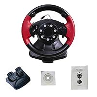 SHZONS Racing Wheels,Computer Game Racing Steering Wheel USB Computer Vibration with Responsive Pedals for PS3/PS2/PC(D-Input/X-Input/Steam)