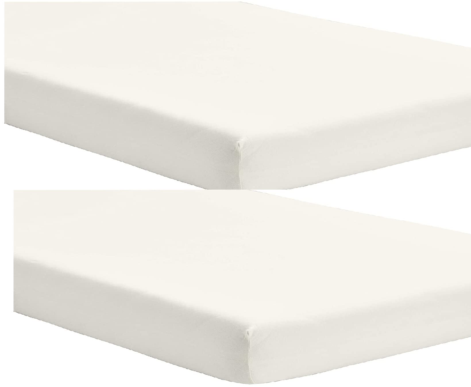 Dudu N Girlie Fitted Sheets for Travel Cot Mattress | 65x95 Mattress Sheets | Jersey Soft, Hypoallergenic, Elasticated, Breathable (Pack of 2, Cream)