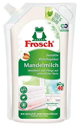 Frosch Frosch - Suavizante con leche de almendras sensible, hipoalergénico, sin colorantes, 40 lavados, 1 unidad (1 x 1000 ml)