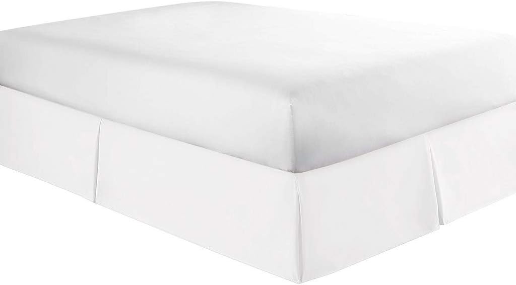 Lavish Linens Easy Fit Pleated Style Bed Skirt with 10 Inch Tailored Drop Short Queen Size, Solid Pure White - 1800 Series Brushed Microfiber Dust Ruffle