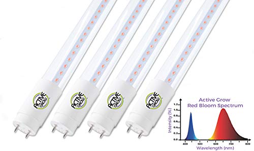 Active Grow T8/T12 High Output 4FT LED Grow Light Tube for Propagation, Microgreens & Flowering Plants – 22 Watts – Red Bloom Dedicated Spectrum – UL Marked