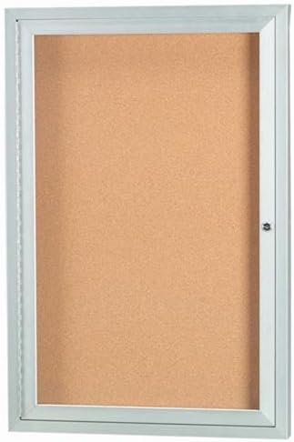 Enclosed Bulletin Board with Frame Frame Color: Clear Satin Anodized Aluminium, Number of Doors: One, Size: 36" H x 24" W