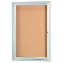 Enclosed Bulletin Board with Frame Frame Color: Clear Satin Anodized Aluminium, Number of Doors: One, Size: 36