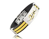 Fashion Friendship Charm Stainless Steel Rubber Silicone Power Slap Bracelets Making for Men Yellow
