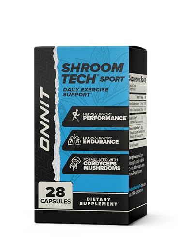 ONNIT Shroom Tech Sport Daily Exercise Support Capsules, Pre Workout Supplement with Cordyceps Mushrooms, Caffeine-Free Dietary Supplement for Daily Energy Support, 28 Count