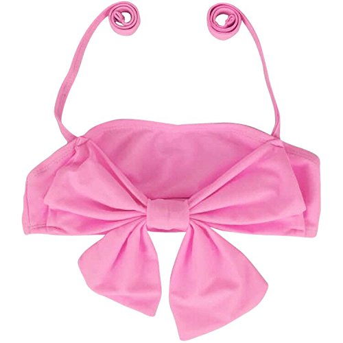 Jastore Baby Girls Big Bowknot Stripe 2 Pieces Swimwear Swimsuits Beach Wear (2T, Pink) - Thumbnail 2