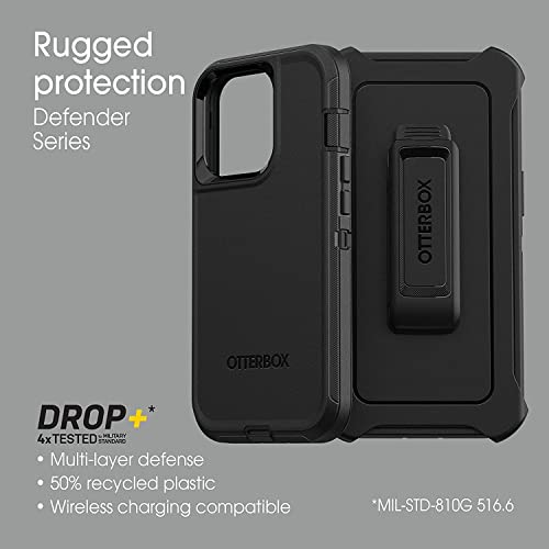 OtterBox iPhone 13 Pro (ONLY) Defender Series Case - Black, Rugged & Durable, with Port Protection, Includes Holster Clip Kickstand