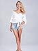 Simplee Apparel Women's Off Shoulder V Neck Wrap Blouse Shirt Waist Tie White