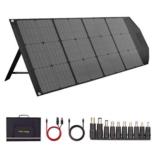 TISHI HERY 100W Portable Solar Panel Foldable with 4 Outputs DC/USB/QC3