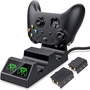 Controller Charger for Xbox One, Controller Charging Station Compatible with Xbox One/X/S Elite Controller, Dual Charging Dock with 2X1200mAh Rechargeable Battery