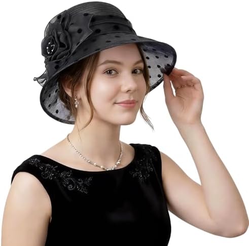 August T. Black Floppy Hat August Hats Flower Applique Floppy Hat, Black, One Size at  main image 3