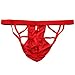 YiZYiF Men's See-Through Sheer Lace Cross Belt Jockstrap Bondage Underwear Red