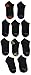 Fruit of the Loom Boys' Big 10-Pair Flat Knit No Show Socks, Black assort, Large (Shoe Size: 3-9)