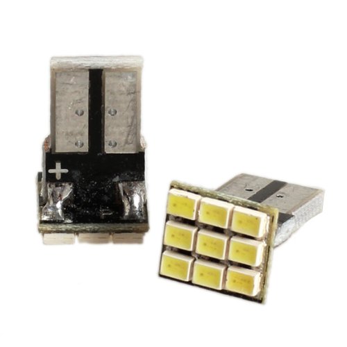 Pack of 2 Pcs T10 194 168 W5W 9-SMD Car White LED Light DC 12V License Plate Lamp