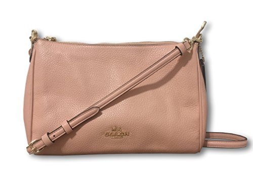 Women's Pebble Leather Cross Body Carrie Hand Bag in Peach Rose Coach