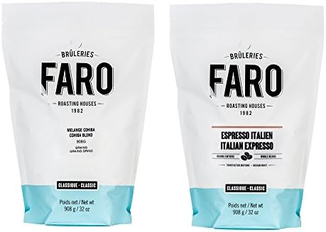 Faro Arabica and Robusta Blend Medium Roast Classic Cohiba Dolce and Luscious Italian Espresso Whole Coffee Beans Pack