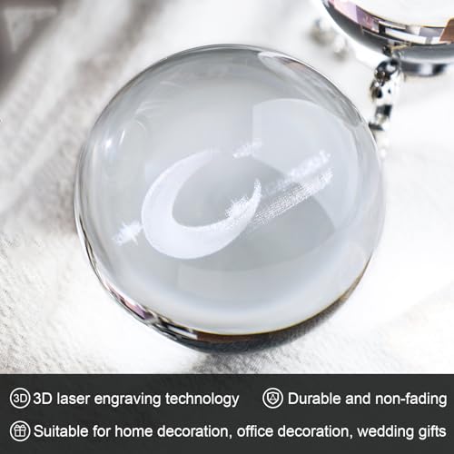 FUTUREPLUSX Crystal Ball with Stand, 3D Laser Crystal Ball Moon Glass Sphere for Birthady Gift Home Weeding Decor Crafts