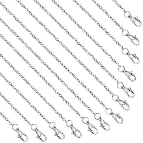 Lemonkey 24 Pack Necklace Chains Bulk,Silver Plated DIY Cable Link Chains for Jewelry Making 18 Inches