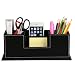 HOMETEK PU Leather Desktop Storage Box 4 Compartment Desk Organizer Card/Pen/Pencil/Mobile Phone/Remote Controller/Cosmetics Office Supplies Holder Collection Desktop Organizer (Black)