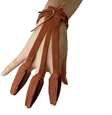 Omges Single 3 Finger Design Archery Finger Protector Archery Glove Shooting Glove Leather Archery Single Seam Glove Traditional Shooters Glove Medium