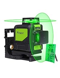 Huepar   Nivel láser de autonivelación 360. nivel silencioso 902CG de haz verde de 150 pies, línea horizontal y vertical con base giratoria magnética, 2 pulsos de tiempo completo