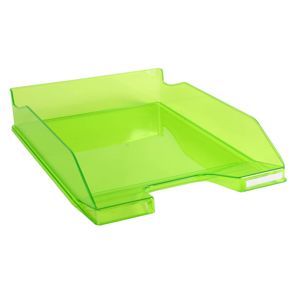 Exacompta - Ref 113297D - Linicolor Letter Tray Combo Midi - 347 x 255 x 65mm in Size, Holds Up To 500 Sheets, Suitable for A4 Documents -Apple Green Transparent Glossy