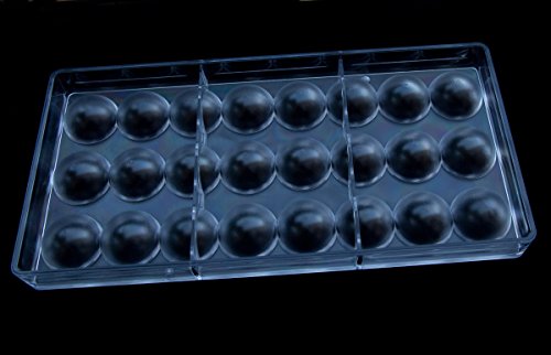 Polycarbonate Chocolate Mold by NuEmporia 24-Piece: Semi-Sphere Candy Shape. Food Safe, BPA-Free Polycarbonate Plastic. Easy To Release and To Clean