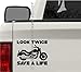 Look Twice Save A Life Vinyl Decal Bumper Sticker Motorcycle Safety Awareness Car Window Decal
