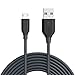 Anker Powerline Micro USB (10ft) - Charging Cable, with Aramid Fiber and 5000+ Bend Lifespan for Samsung, Nexus, LG, Motorola, Android Smartphones and More (Gray)