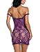 Avidlove Women's Lingerie Set Lace Babydoll Bodysuit Bra Panty Garter Skirt Set (4563_PU_L, 4563_PU_L)