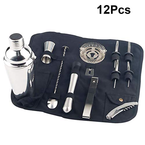 UPKOCH 12 Stück Cocktail Set Edelstahl Cocktail Mixer Cocktail Zubehör mit Tasche für Bar Party Zuhause Reisen – Bild 3