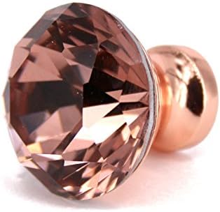 Vita Hardware Unique Swiss Red Color Diamond Pull Handle Rose Gold Base K9 Crystal Cabinet Drawer Door Knob Pack of 10
