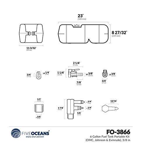 Five Oceans 6 Gallon Fuel Tank Portable Kit (OMC, Johnson & Evinrude
