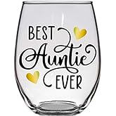 Sip & Celebrate Best Auntie Ever - Cute Christmas Gift for Aunt - Premium 21oz Stemless Wine Glass