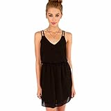 Sleeveless Double Spaghetti Strap V-Neck Chiffon Casual Pinched Waist Dress