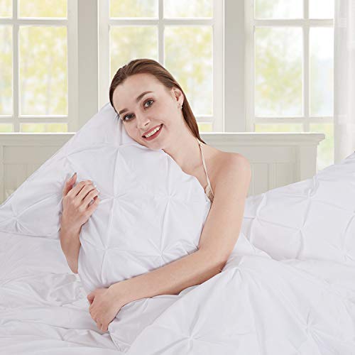 HOMBYS 2 Pieces Pinch Pleat Comforter Set, Pintuck Bedding Sets with Comforter, 1 Pillow Shams