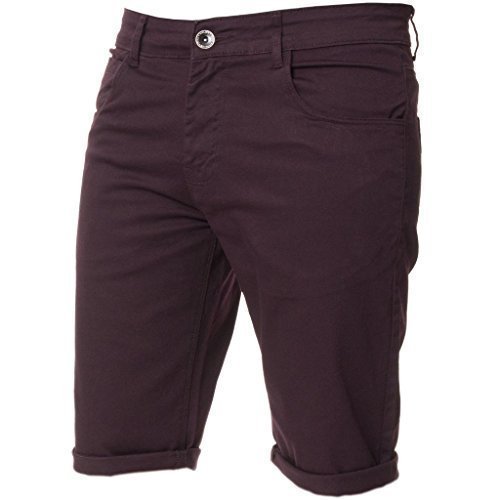 Kruze Herren Chino Shorts markiert Designer Jeans Freizeit blau schwarz rot hellbraun, neu mit Etikett - Weinrot, W38 x Regulär