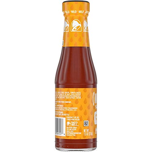 Taco Bell Mild Sauce 7.5 Ounce (Pack of 4) with By The Cup Swivel