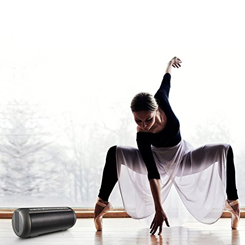 KOCASO Bluetooth 3.0 Ultra Portable Wireless Boom Box Lightweight Small Loud Speaker with Carrying Pull-Up Handle, Built-In Speakerphone, AUX Jack, Smartphone Support, Samsung, iPhone, Droid - Black - Thumbnail 3
