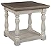 Signature Design by Ashley Havalance Farmhouse Square End Table with Floor Shelf, Vintage Gray & White with Weathered Finish