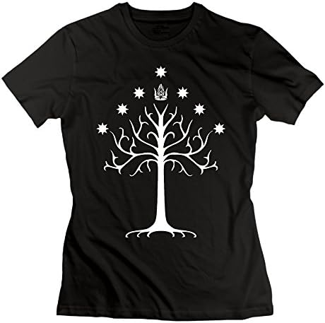 WBARD Women's White Tree Of Gondor - Lord Of The Rings Tshirt Black