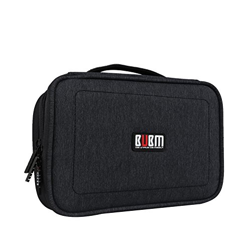 BUBM Gadget Organizer Case, Ultra-compact Electronics Organizer for Data Cables, Chargers, Plugs, Memory Cards, CF Cards and More--a Sleeve Pouch Fits for iPad Mini (Medium, Black)