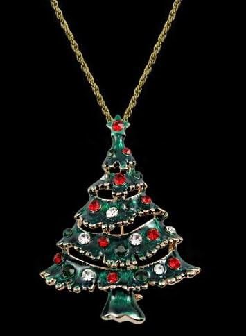 Amazon ノーブランド品 オーソドックス デザイン クリスマスツリー 2way ブローチ ネックレス チェーン付き ネックレス 通販