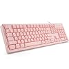 Basaltech Pink Keyboard with 7-Color LED Backlit, 104 Keys Quiet Silent Light Up Keyboard, 19-Key Anti-Ghosting Cheap…