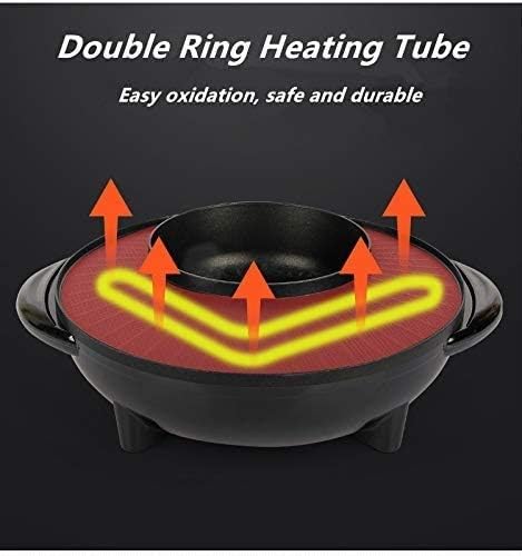 review NOLOGO Smokeless Hot Pot Cooker 2 in 1 BBQ Frying Cook Grill Oven Non Stick Plate Barbecue for Home Party Picnic Skillet Maker 5-6 Person Use