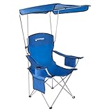 Wakeman Outdoors Camp Chair with Canopy-300lb. Capacity Sunshade Quad Seat with Cup Holder, Cooler, Carry Bag-Tailgating, Camping, Fishing