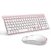 Wireless Keyboard and Mouse Combo, Stylish Compact Full-Size Keyboard and 2400 DPI Stream-line Optical Mouse for PC, Desktop, Computer, Notebook, Laptop, Windows XP/Vista/7/8/10 by JOYACCESS-Pink primary