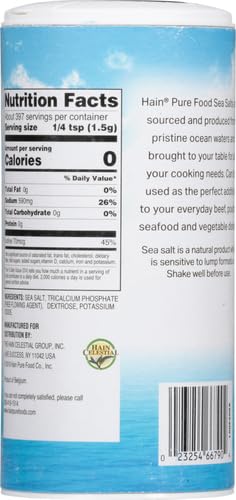 HAIN PURE FOODS IODIZED SEA SALT, 21 OZ