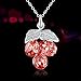 Element Necklace 925 Sterling Silver Pink Grape Crystal Pendant Jewelry Necklace, Birthday Birthstone Gifts for Women, 18