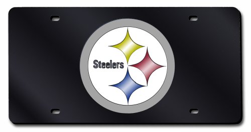 NFL Pittsburgh Steelers Black Base Laser-Cut Auto Tag (Black Base)